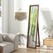 Brown Solid Wood Full Length Floor Mirror with Stand and HD Glass for Bedroom or Living Room